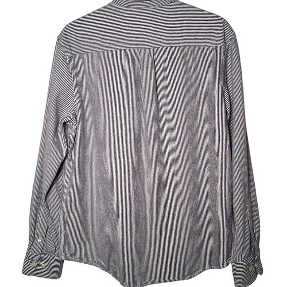 Vintage Basic Editions Hickory Stripe Shirt Men L Button Down Blue Long Sleeve - Picture 3 of 11